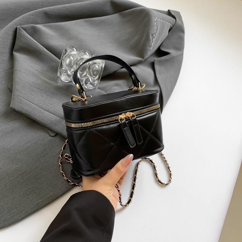 Fashionable Pu Leather Bucket Bag For Women Trendy 2024 Summer Shoulder Bag чёрный