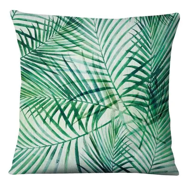 45X45 Cm Tropical Leaves Home Decor Green Pattern Cushion Cover Living Room Sofa Cushion Cover