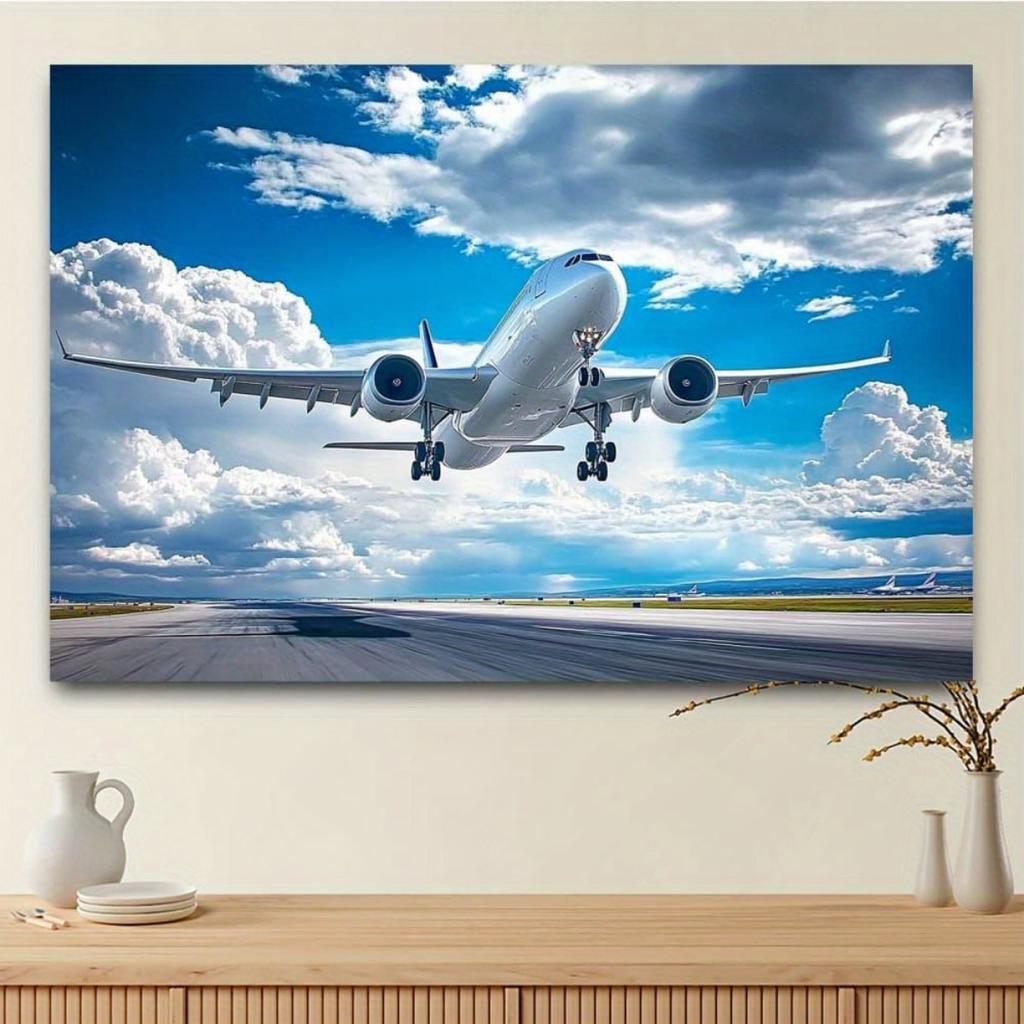 2D Plane 1 Piece of Aircraft Runway Background Fabric - Vivid Aviation-themed Party Decoration