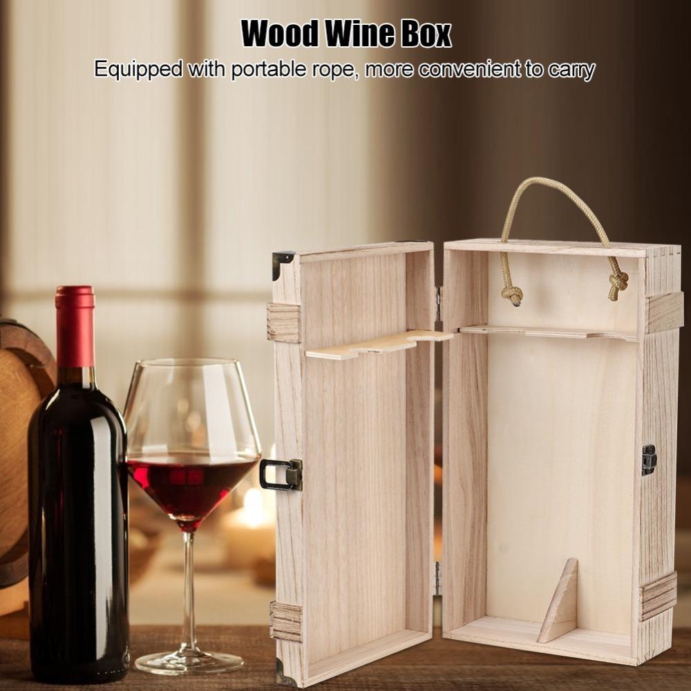 Double Bottle Wine Storage Box Wooden Wine Gift Box Reusable Red Wine Box Decoration