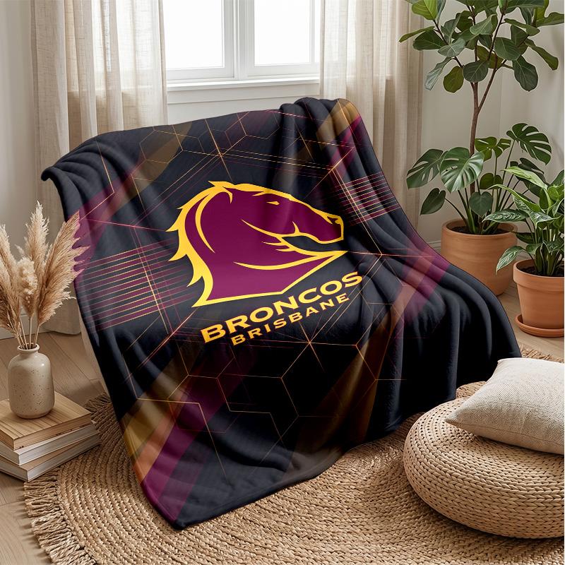 Coperta in Pile Flanella Brisbane Broncos Coperta Calda e Accogliente per Divano Letto Viaggio Uso Stagionale