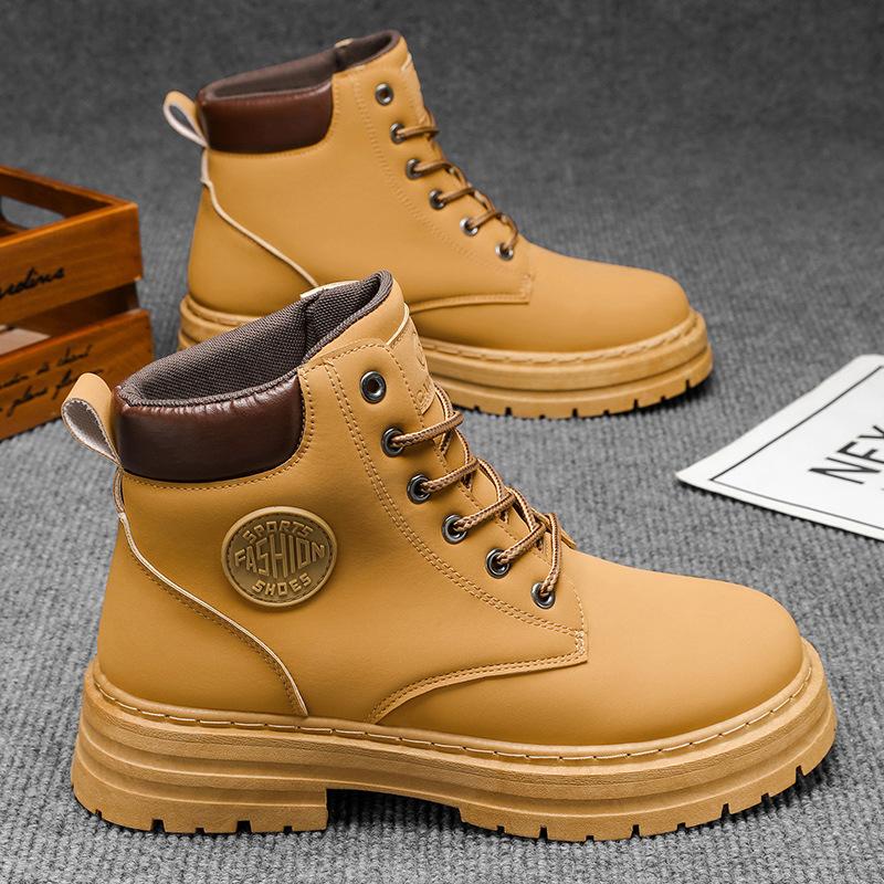Rhubarb Boots, Autumn and Winter Plus Size Martin Boots, Waterproof, Non-slip Hiking Shoes, Casual Labor Protection Shoes