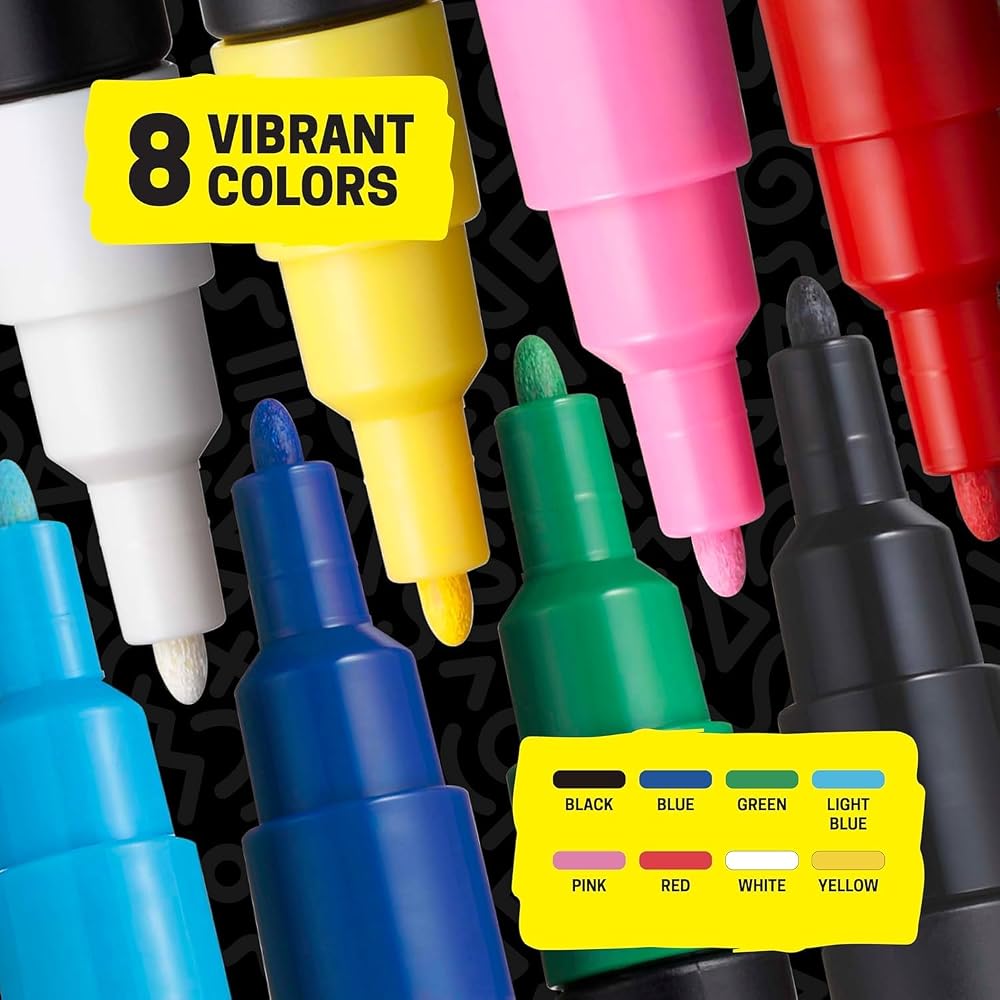 Posca Mitsubishi PC3M8C Water-based Pencil, Posca Fine Shape, Round Core, 8 Colors