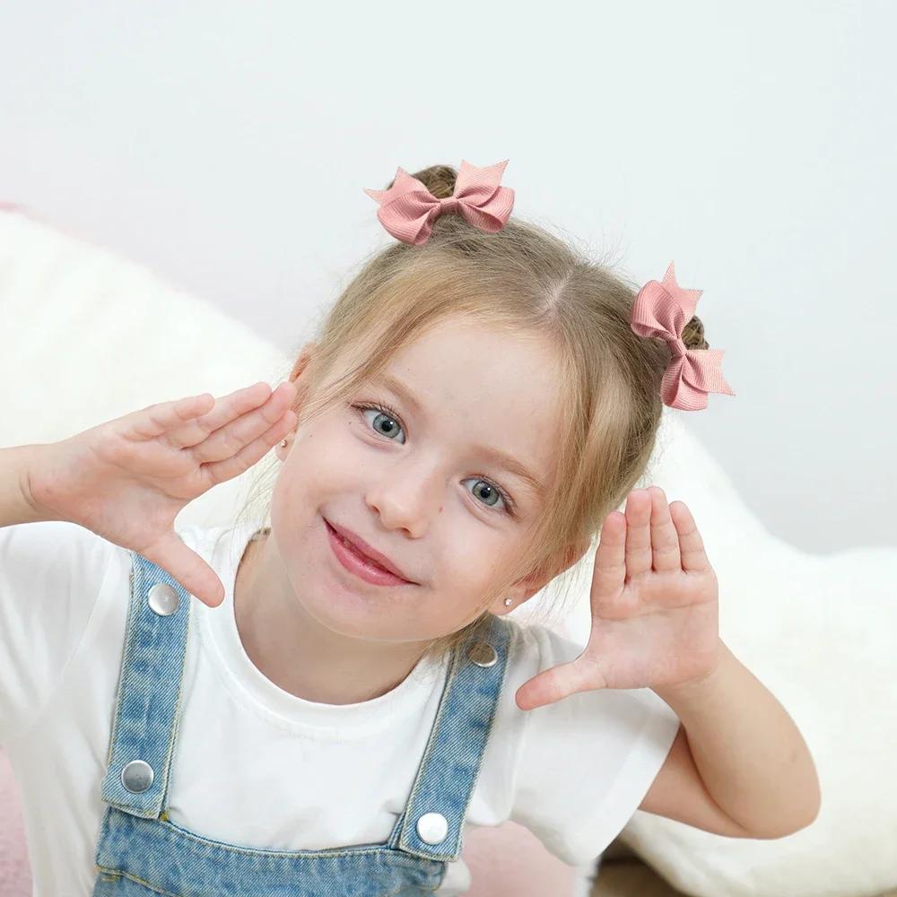 10Pcs Bows Elastic Hair Rubber Band Hair Ties Ribbon Pigtail Grosgrain Hair Accessories Girl Baby Gift Bands for Children