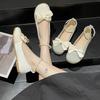 Flat-bottomed Mary Jane single shoes girl 2025 spring and autumn new pearl bow fairy style gentle shoes versatile Doudou shoes
