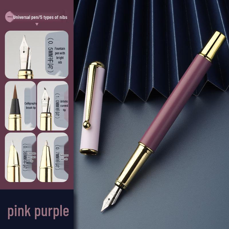 Mehrfarbiger Wei Zhuang Kalligraphie-Füllfederhalter mit 5 Federn - Ideal für Geschäftsgeschenke und Schülertraining.
