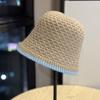 New Hollow Knitted Bucket Hat Spring and Autumn Warm Versatile Plain Face Washbasin Hat Bucket Hat