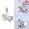 Charm Bead Charms Copper Authentic Blue Zircon Crown Pendant Pink Heart Bead Charms Compatible With Bracelets Jewellery Making Women Diy Gift Accessor