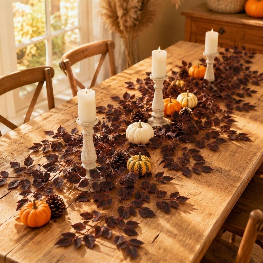 Artificial Maple and Leaf Branches for Thanksgiving Halloween Home Decor