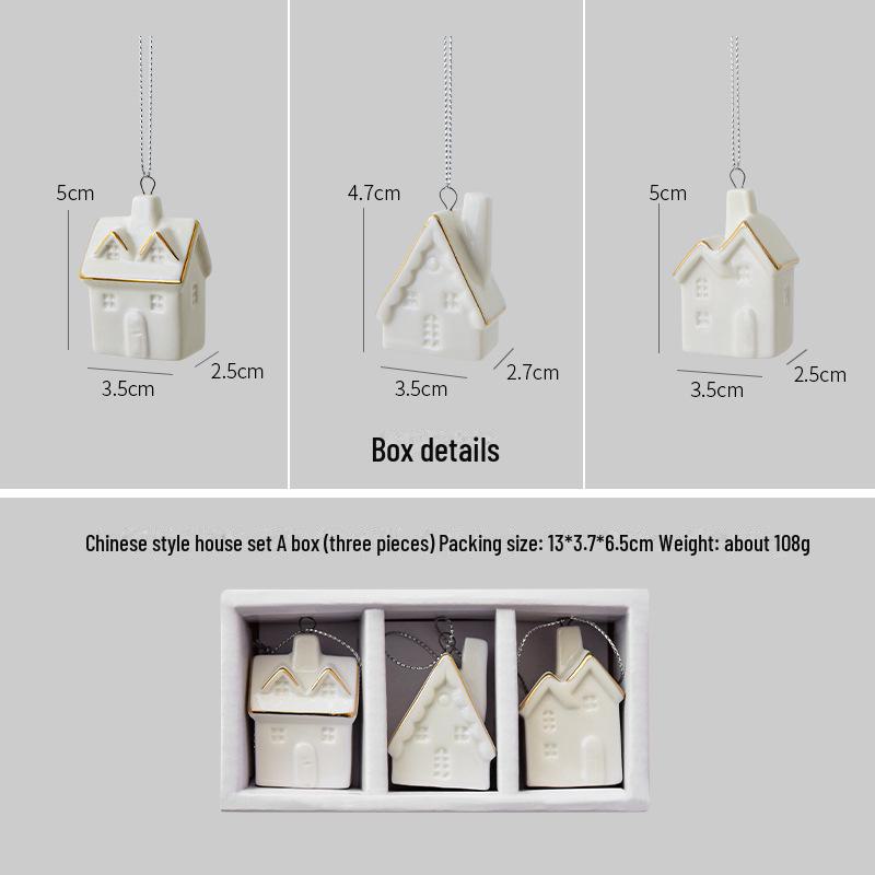 

Міжнародні Різдвяні Маленькі Керамічні Снігові Будиночки-Прикраси з Подарунковою Коробкою