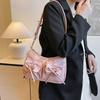 Casual and Beautiful Solid Color High Value Temperament Portable Shoulder Underarm Bag Tether Bow Messenger Bag