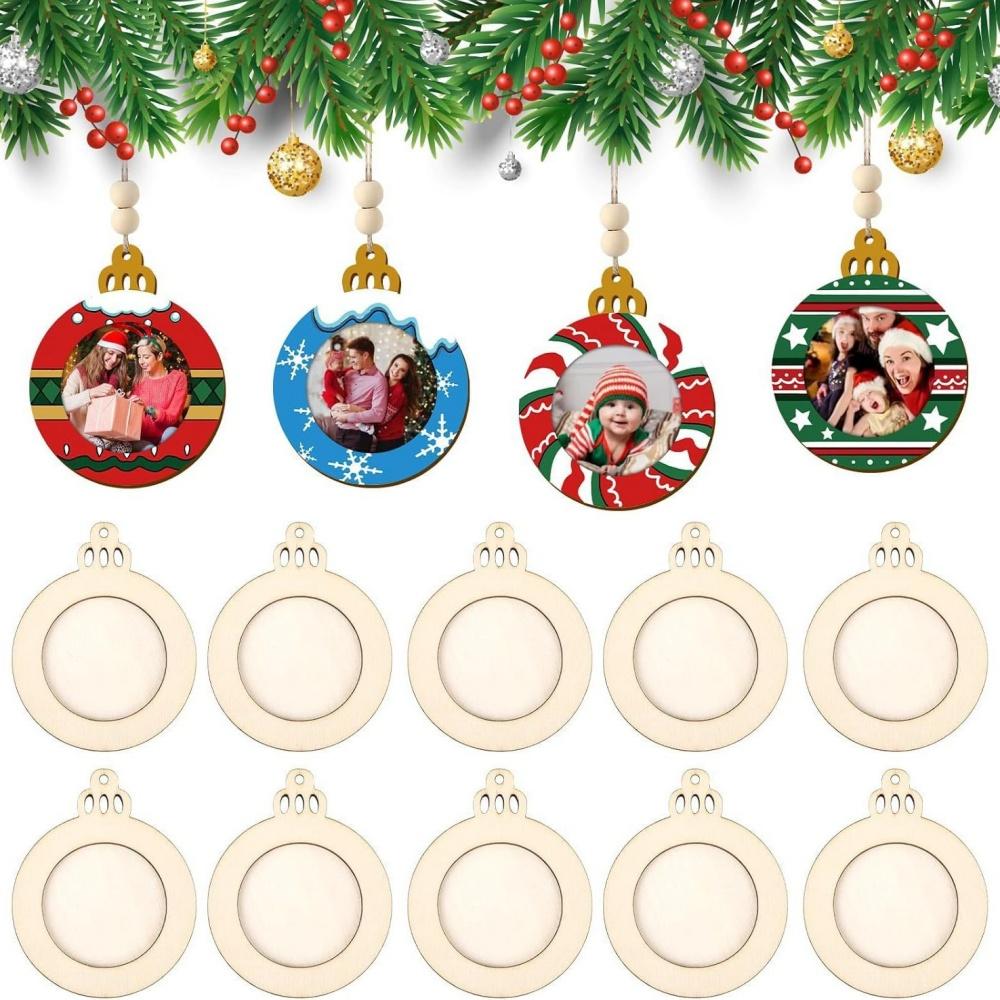 Holiday Picture Frame High-Quality Christmas Tree Hanging Decor Diy Christmas Pendant Personalized Wooden Ornament Craft