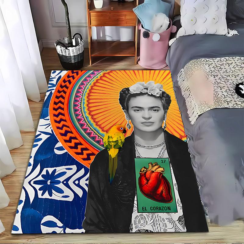 Frida Kahlo with Parrot Suitable As a Non-slip Mat for the Living Room or Bedroom Sofa