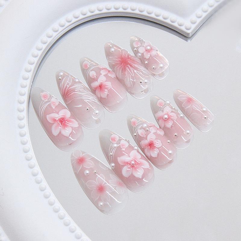 Three-dimensional Ice Flower Lines Smudging Gradual Change Temperament Sweet and Versatile Detachable Wearable Armor 24 Pieces