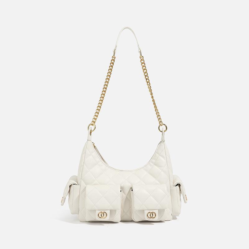 

2025 Высококачественная сумка через плечо с ромбовидным узором грязно-белый