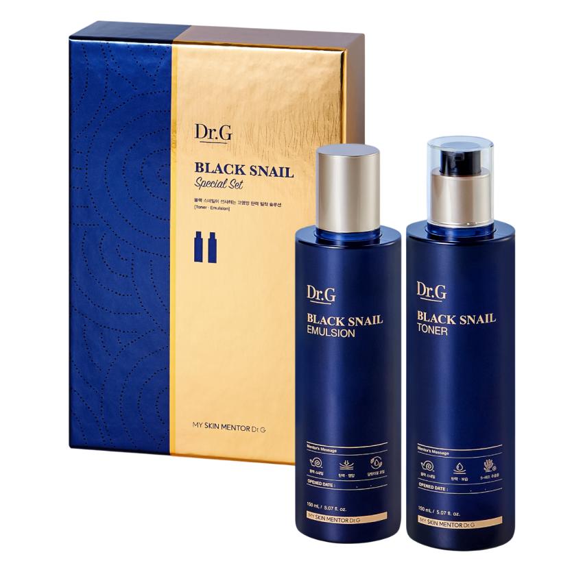 Dr.G Black Snail Elasticity Toner & Emulsion Set (150ml + 150ml) – Anti-Ageing & Moisturising Duo for Sensitive Skin, Korean