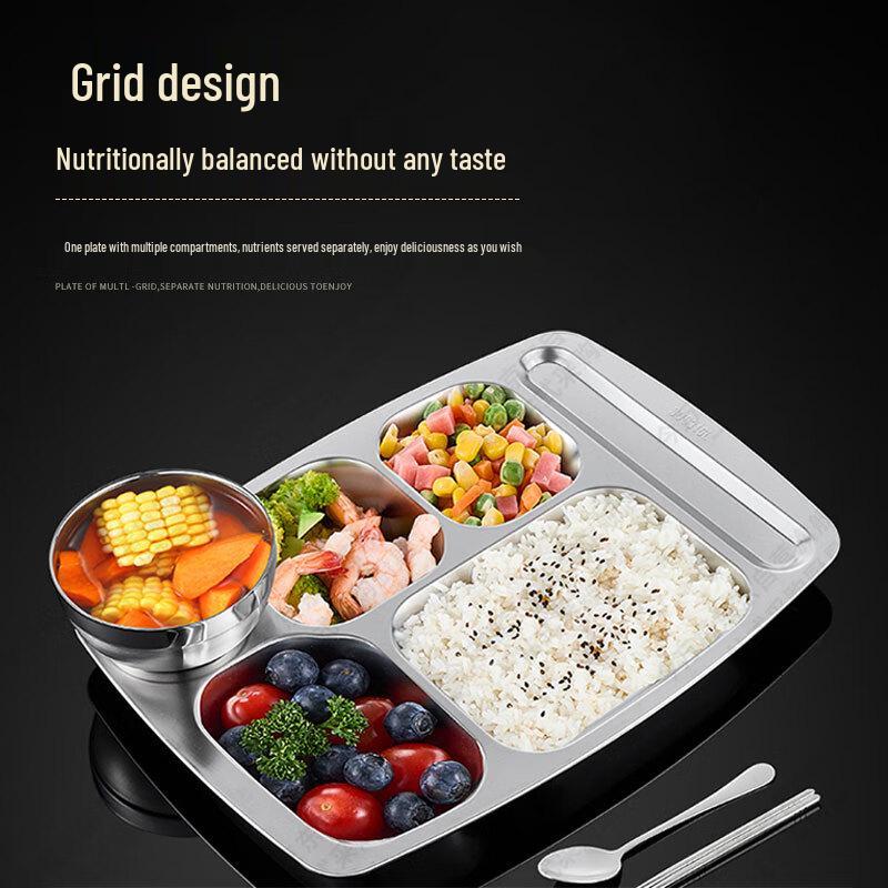 GOWKE 304 Stainless Steel Six-Compartment Meal Tray