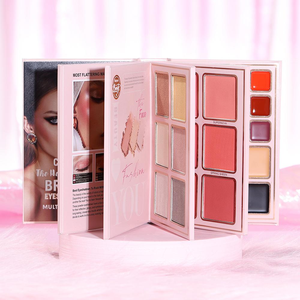 Julystar The Heartthrob Collection Multi-Color Makeup Palette Set Eyeshadow Blusher Highlighter Lip Cream Foldable Book Cosmetic Kit Gift Box