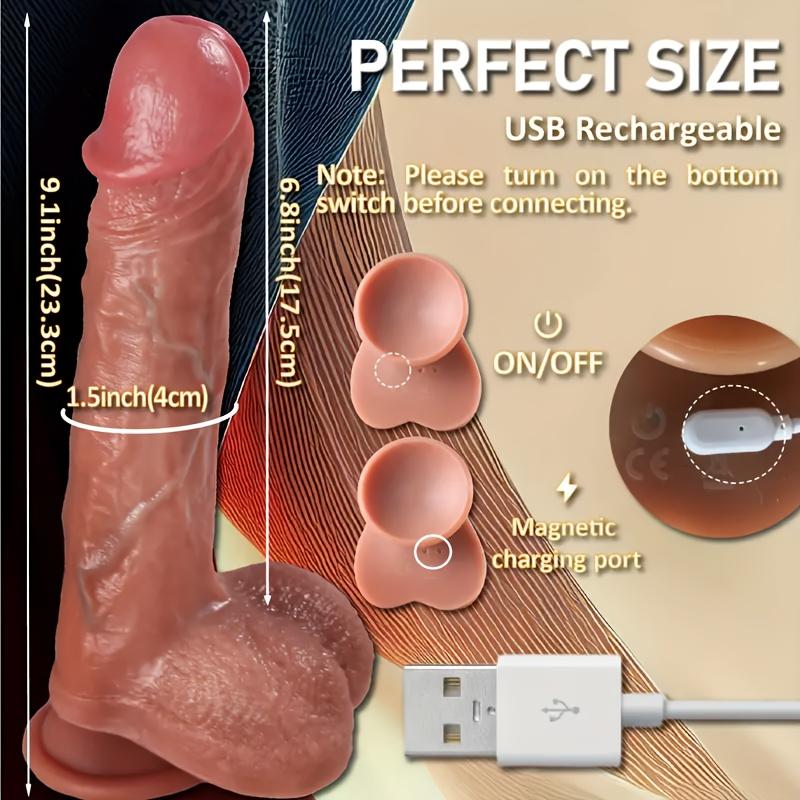 9 inch 4-in-1 Vibrator,10 Vibration Modes,Extendable & 360° Rotatable,Slow Heating Remote Control,Liquid Silicone,Sex Toy,Tease Toy,Gift,Parody Prop
