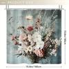 1pc Vintage Floral Shower Curtain, Soft Hand-Painted Flowers in Pastel Tones, Polyester, Ideal for Country-Style Bath Decor
