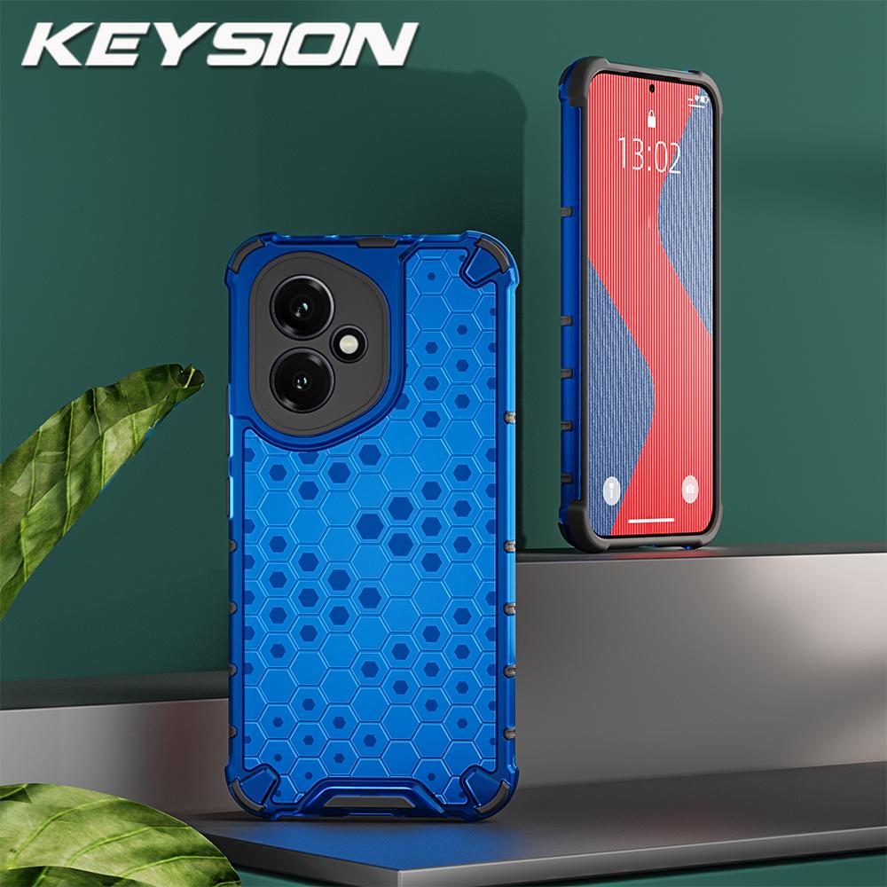 KEYSION Stoßfeste Panzerhülle für HONOR 400 Pro 5G Weiches Silikon+PC Transparentes Waben-Handy-Rückcover für Huawei Honor 400