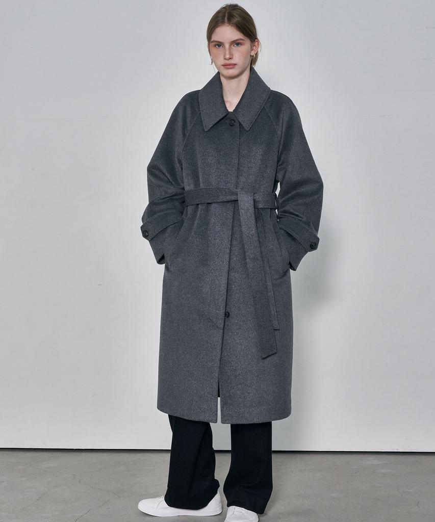 Mott Wool Balmacaan Long Coat - Charcoal