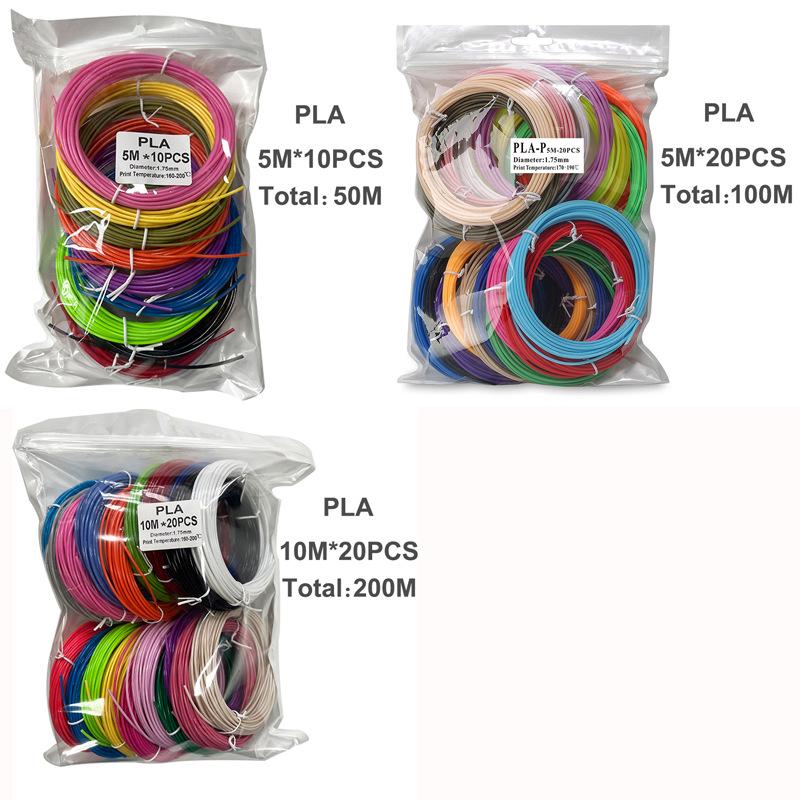 3D Baskı Kalemi PLA Filament, 20 Karışık Renk, 1,75 mm