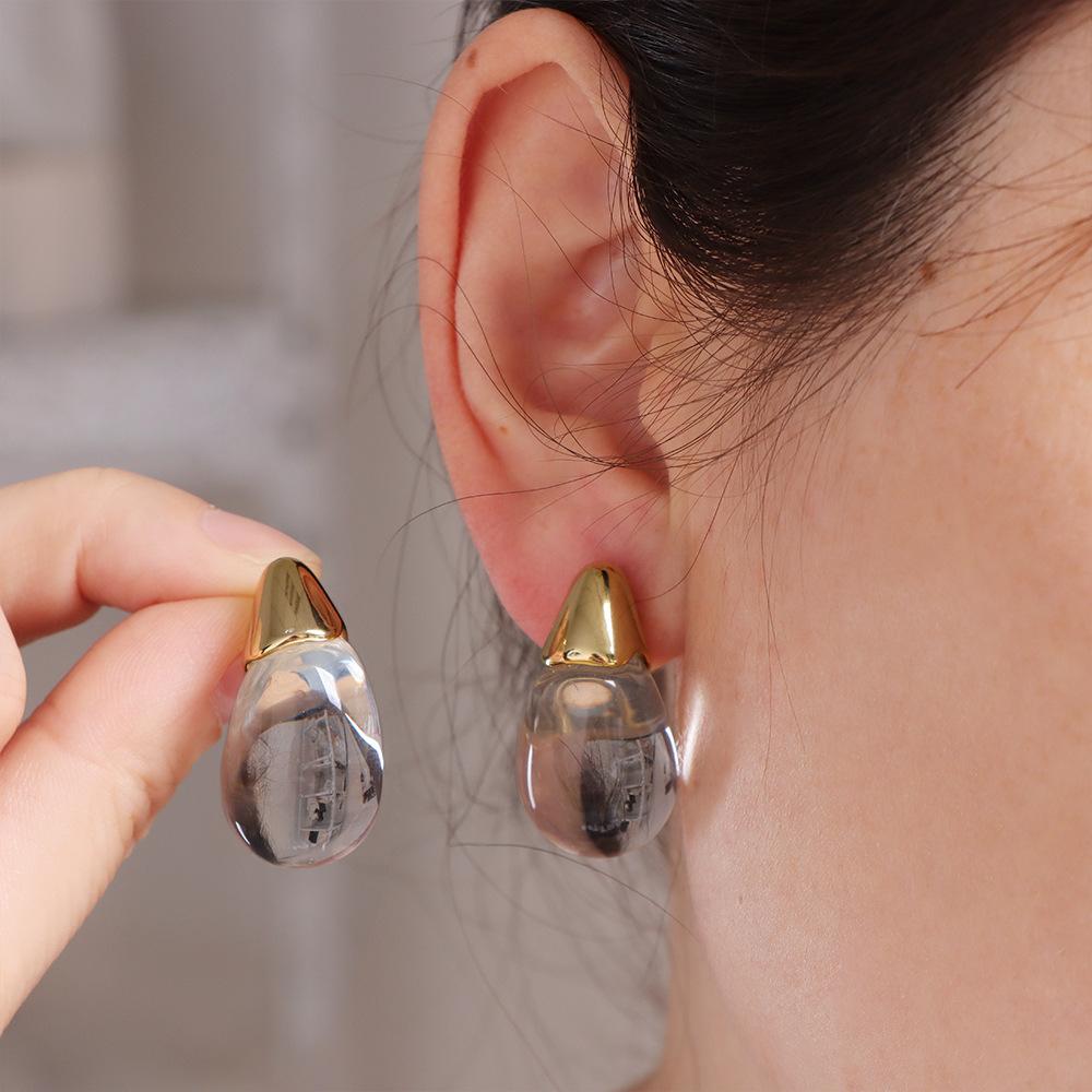 LATS Transparent Water Drop Earrings for Women Multicolored Elegant Modern Design Earring Party Jewelry Gifts
