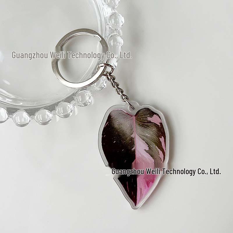 Creative Acrylic Leaf Keychain Earphone Bag Pendant Ornament