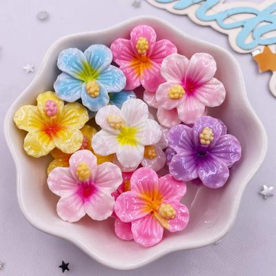 20PCS Resin Kawaii 3D Colorful Painted Peach Blossom Flat Back Flower Stone Scrapbook Figurines DIY Bow Decor Accessories Crafts
