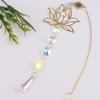 Golden Lotus Crystal Suncatcher Pendant