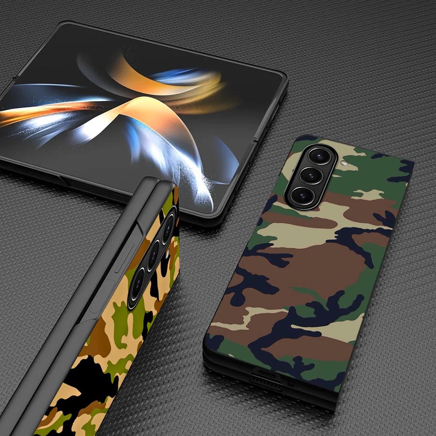 Back Phone Cover Case for Samsung Galaxy ZFold3 ZFold7 ZFold4 ZFold5 Z Fold 7 6 5 4 3 ZFold6 Camouflage Pattern