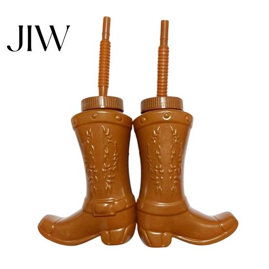 Unique Party Drink Accessories Cowboy Boot Cups with Lids And Straws, 11oz Plastic Retro Tumbler for Country Theme Birthday, Western Rodeo &