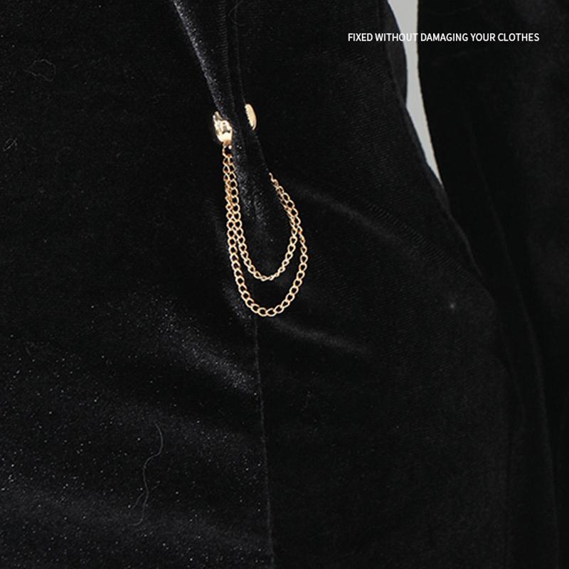 2Pcs Multi-Function Magnetic Clothing Clip With Chain Metal Buttons Clip Clothes Scarf Trouser Legs Cuff Fixing Magnet Pin