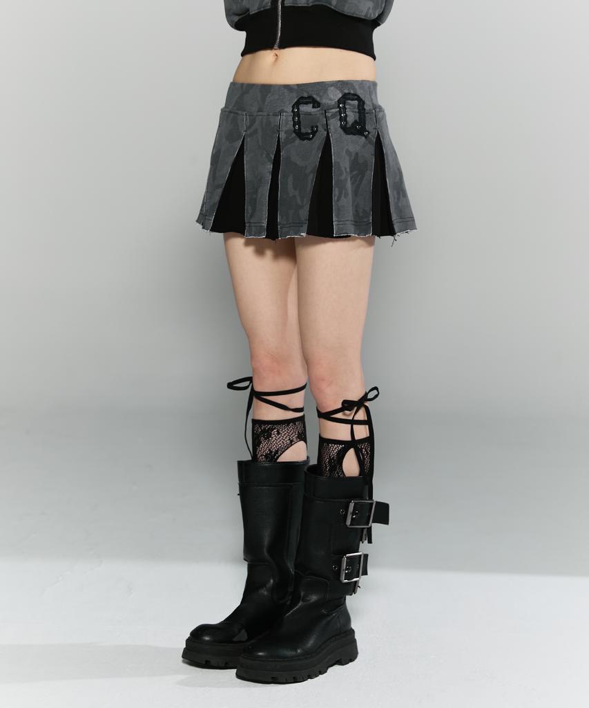 Chelikwili Cq Lace Stud Pleats Sk - Charcoal Camo