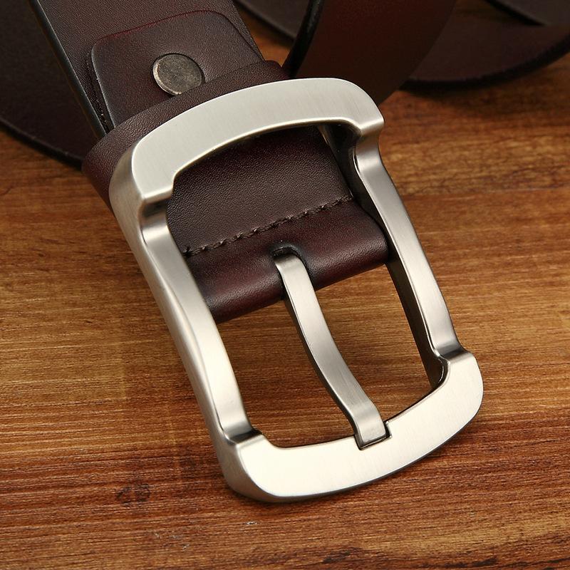 Men'S Pin Buckle Leather Belt Two-Layer Cowhide Men'S Leather Casual Belt