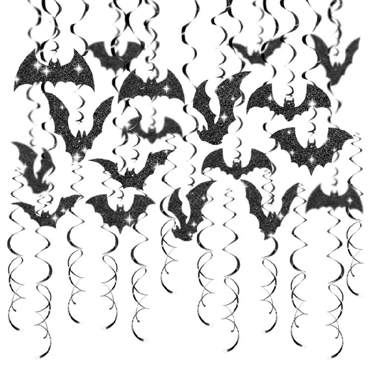 30 STÜCKE Glitzernde Fledermäuse Wirbel Hängende Dekoration Deckenornament für Geburtstag Heimparty Dekoration