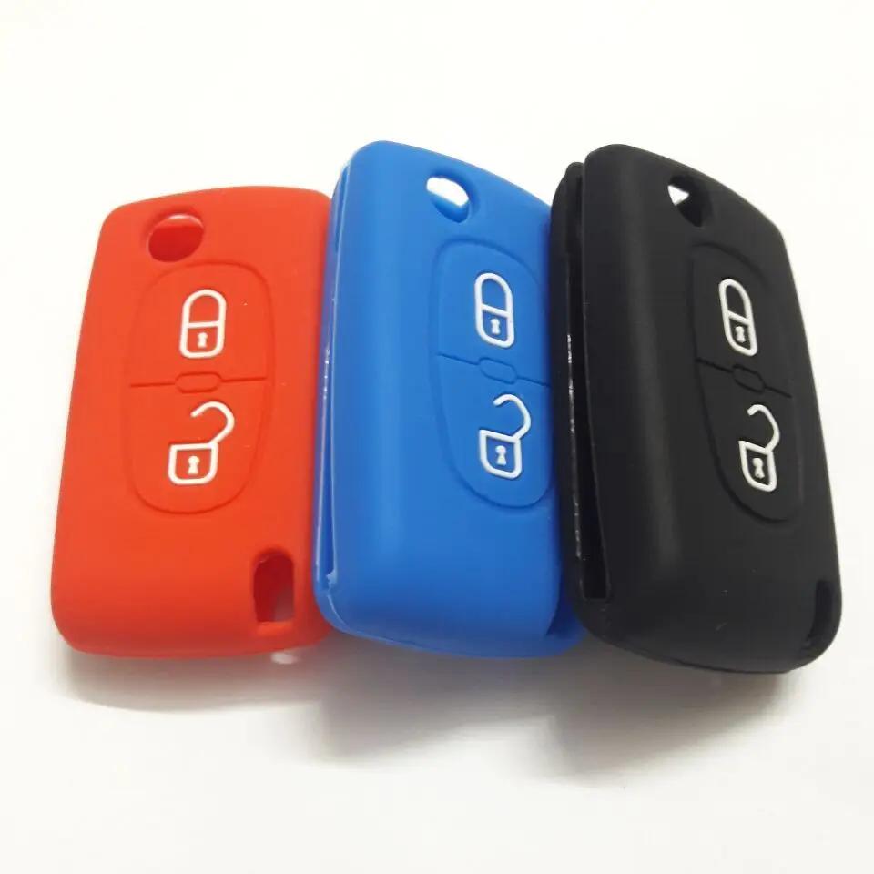 Remote Key Cover 2 Buttons Fob Shell Silicone Holder Protect For Citroen C2 C3 C4 C5 Berlingo Picasso For Peugeot 306 407 807