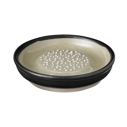 &NE Iwami-yaki Grater, Small, Hare to Ke x Motoshige, Black, 10cm Diameter x 2cm Height, Made in Japan, Ceramic, One-Handed Grinding, Non-Slip, Microw