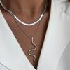 Stainless Steel Animal Pendant Retro-style Necklace, Personalized Minimalist Snake-shaped Pendant Snake Bone Chain Necklace