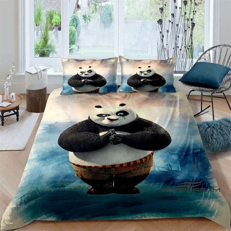 Das Bettwäsche-Set mit "Kung Fu Panda"-Aufdruck enthält einen Bettbezug und zwei Kissenbezüge und bietet Ihnen ein luxuriöses und komfortables