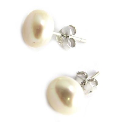 [N2924] - Ivory 'Perla' Silver Earrings - 8 Mm