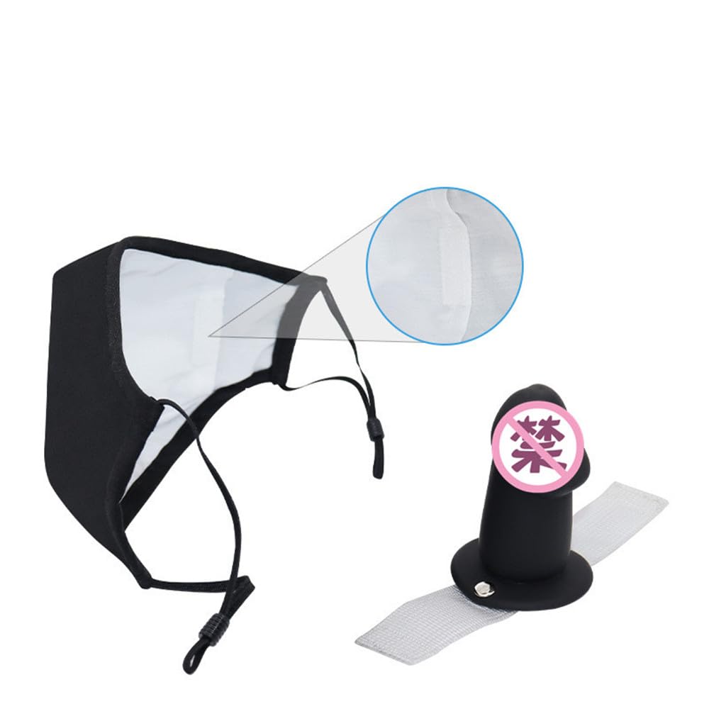 BAOQISHAN SM Mouth Removable Mouth Gag Intense Lip Opener Ring Full Silicone Mouth Adjustable Ear Cosplay Prop with Eye Mask Gag, Plug, Ball,