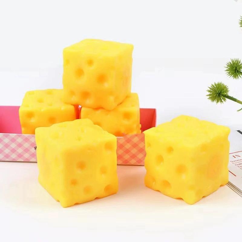 Square Cheese Soft Toys, Slow Bounce Anti-Pressure Sensory Toys, Soft Cheese Sensory Toys, Christmas Gifts Stress Reliever Toys