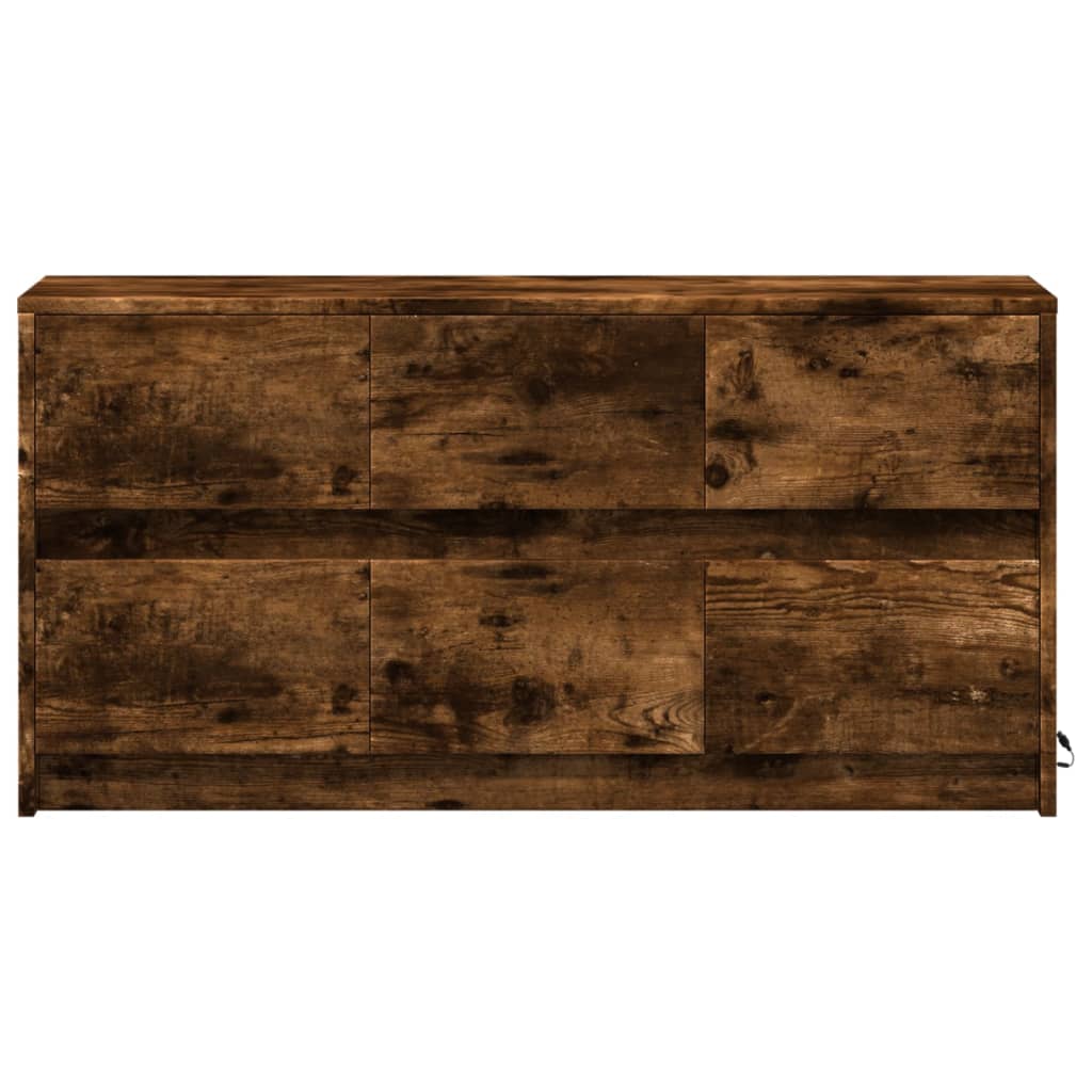 TV Cabinet with LED Lighting Smoked Oak Finish 100 x 34 x 50 cm