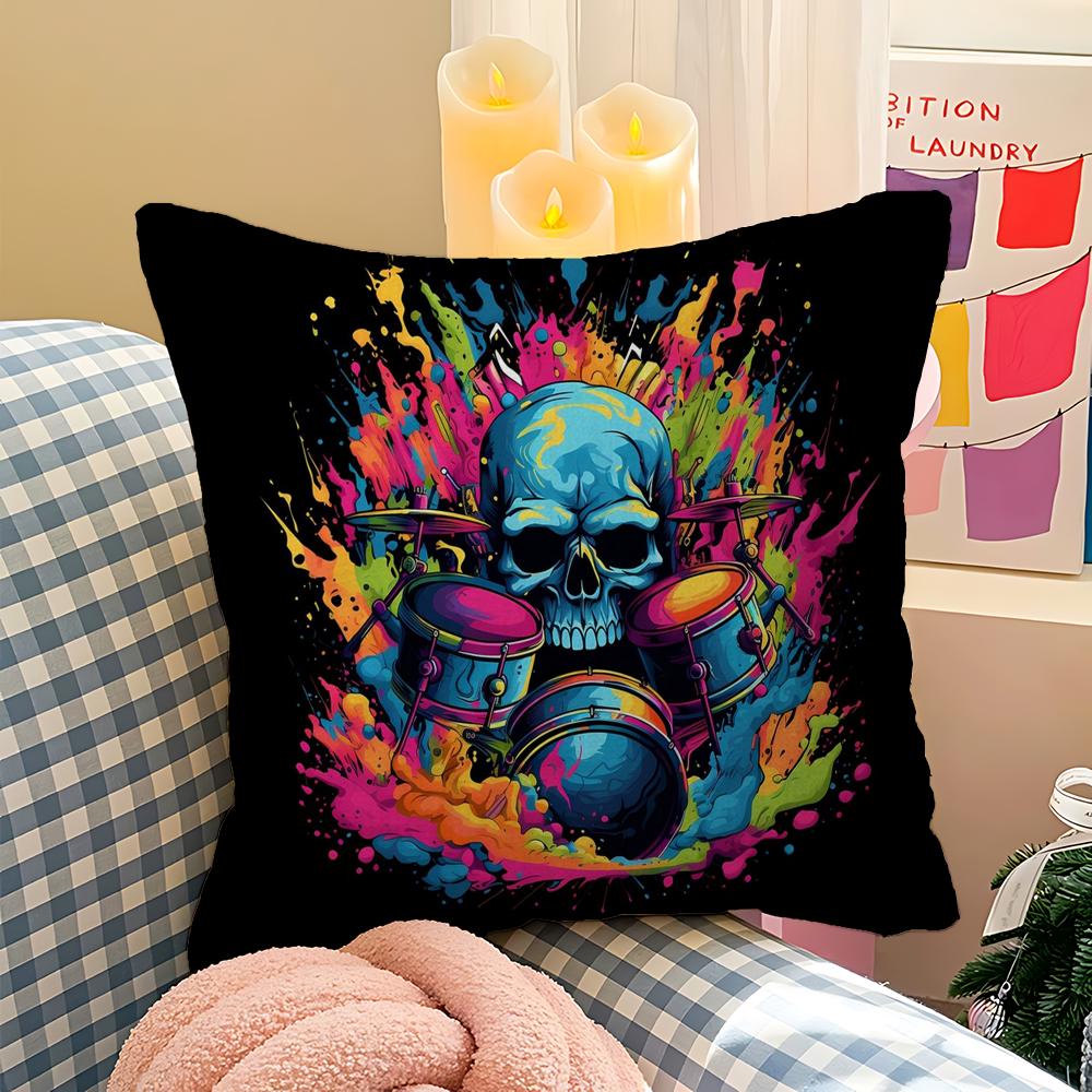 Cool Drum Kit Pillow Cushion Cover Pillowcase Living Room Sofa Home Decor Customized