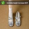 Silver Vintage Leather Hidden Heel Mary Jane Ballet Flats with Bow