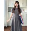 Plus Size Women's Clothing for Fat Girls, Korean Style Preppy Style Polo Collar Waist-Cinching Dress, 2026 Summer Fashion Slimming Dress
