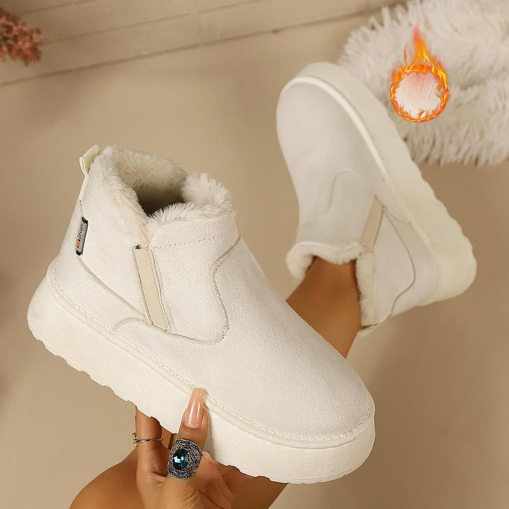 Plus Size Women's Thick Sole Winter Snow Boots - Fur-Lined, Low Cut, Warm Velvet Style