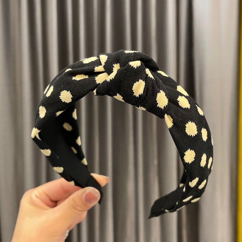 Modisches Damen-Stirnband mit Polka-Dots-Print und zentraler Schleife, Haarband für Damen und Mädchen, Tägliches Haarreif-Accessoire